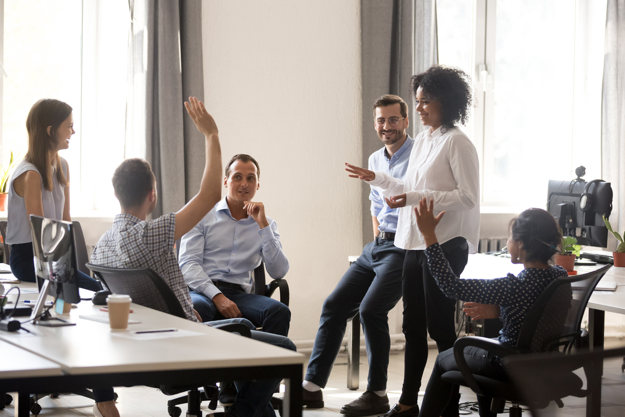Office workers in a meeting 